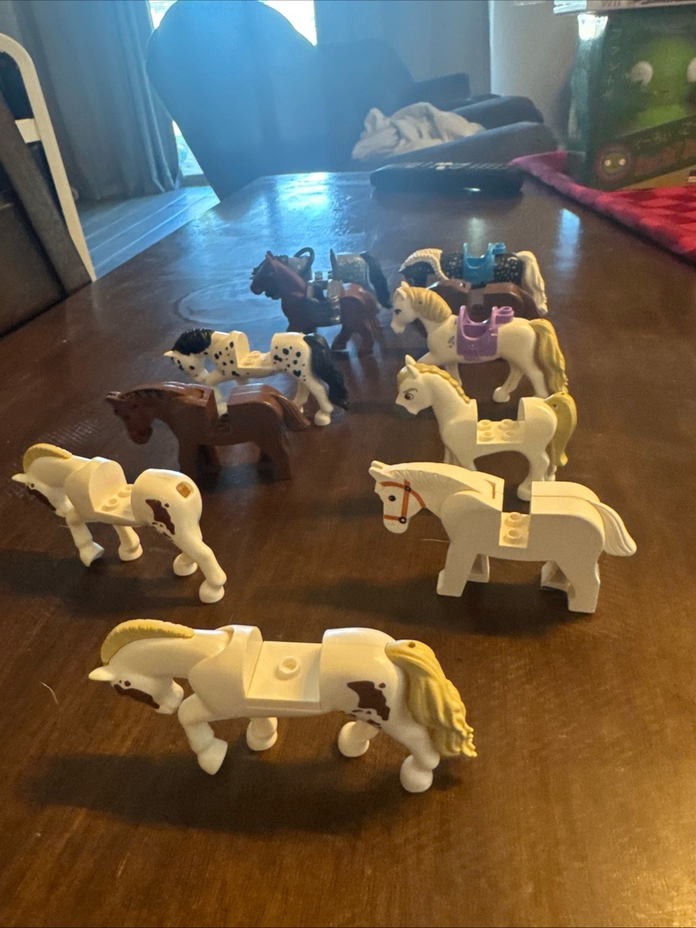 LEGO-Compatible Kids Toy Horses - White, Brown, Tan lot 11